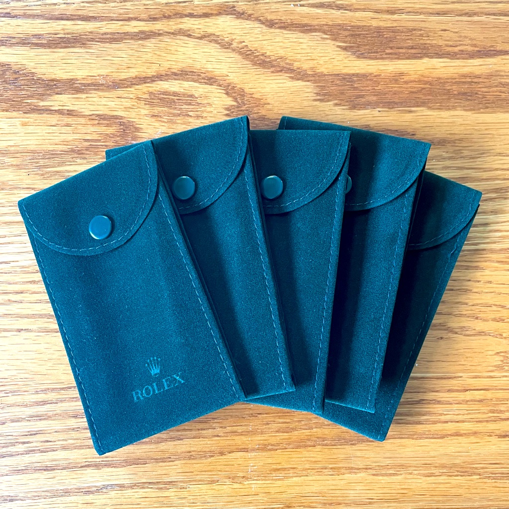 5 Authentic Green Velvet Rolex Service Pouch  Great For Travel Or Storage